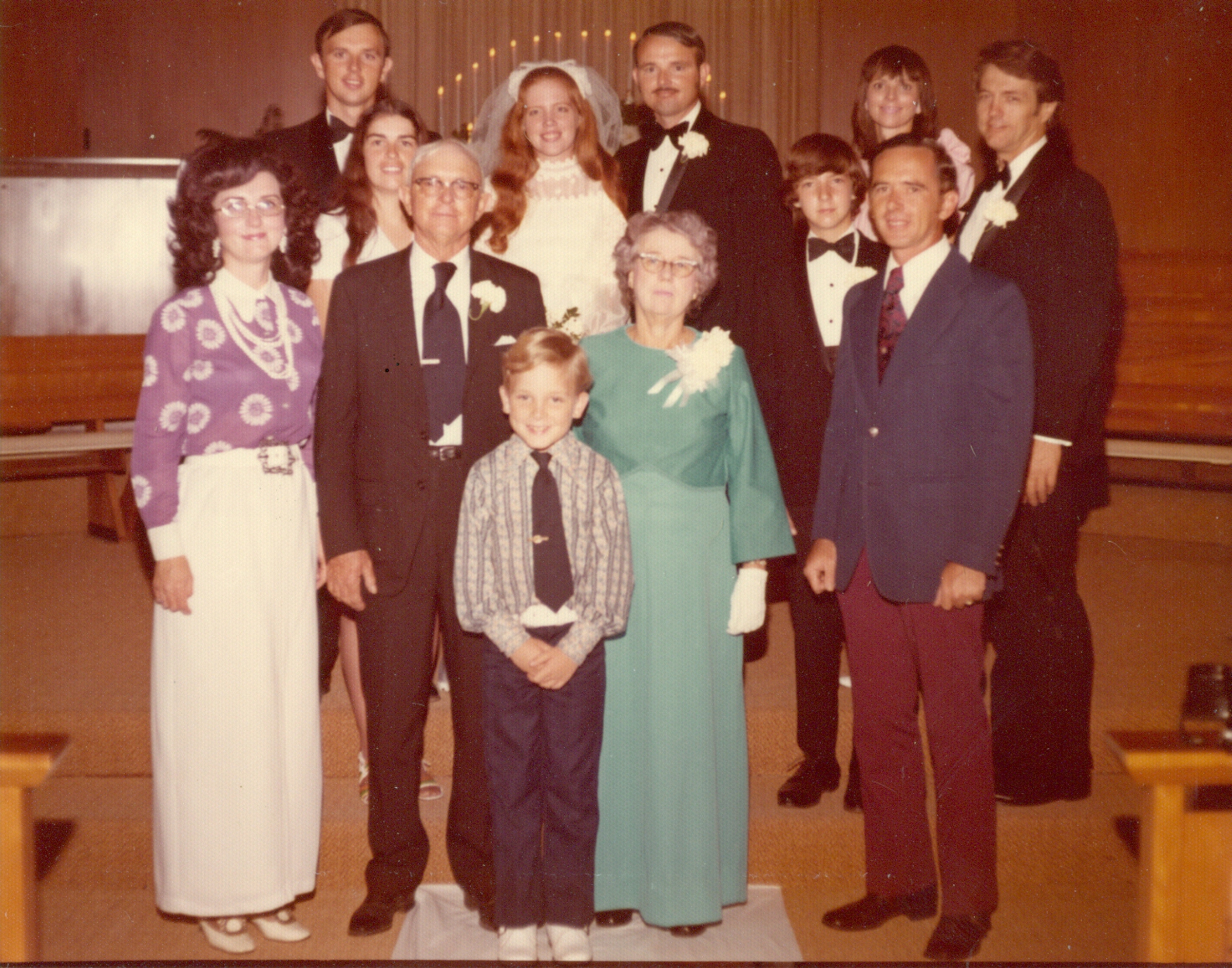 Hale and Becky's wedding in 1973: Hale Ralph Stancil married Rebecca Faye Warner in a ceremony at First Christian Church of Ocala. Hale's family at the wedding included Georgeanne Stancil Schore, Harold and Linda Stancil, Ralph and Ethel Stancil, Alex Schore, Jay Hinton, Renn Stancil Hinton, Glenn Schore and Bobby Hinton.