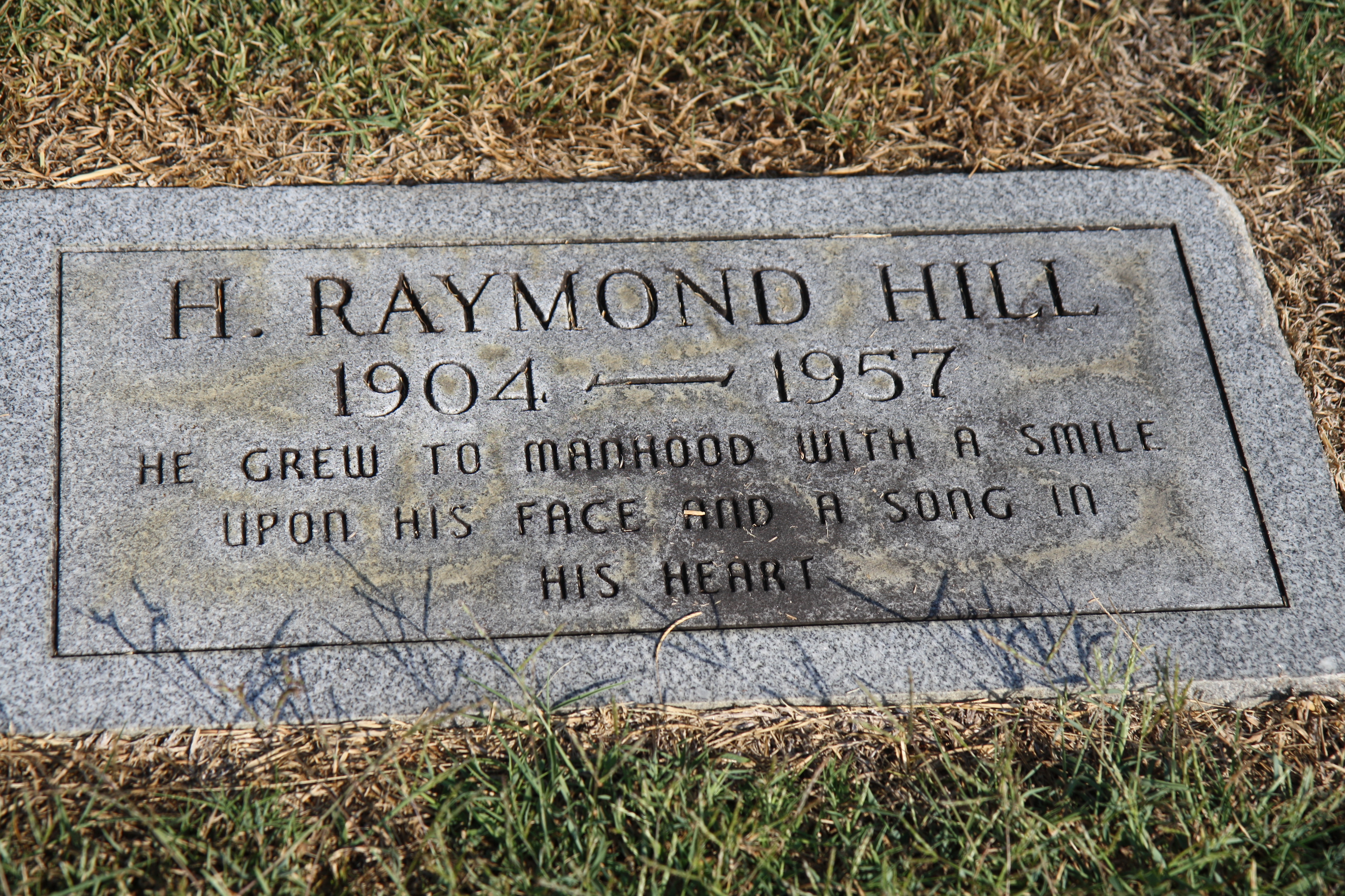 Photo of Raymond Hill's marker at Holly Springs Cemetery in Kenly, North Carolina.
