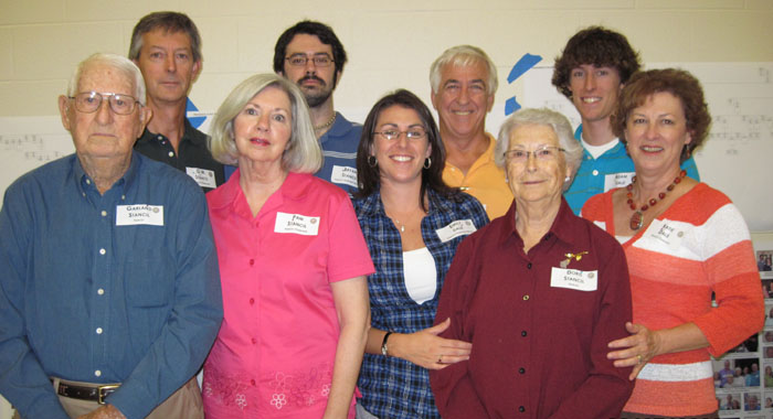Garland Stancil with family at the 2009 family reunion: G.W., Pam, Bryan, Emily Dale, Don Dale, Doris Stancil, Adam Dale and Katie Dale.   