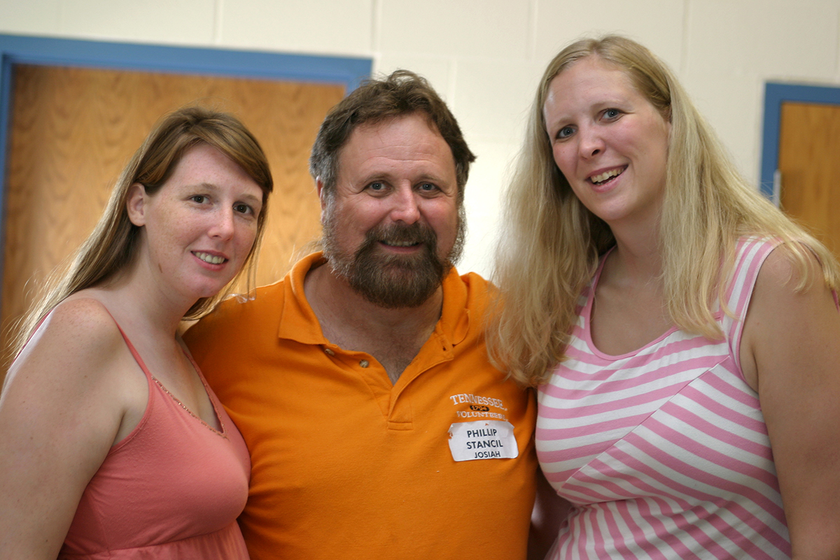 Phillip Anthony Stancil with his daughters, Meghan Elizabeth Stancil and Laramie Stancil Werner at a Stancil Family Reunion in Kenly, North Carolina.