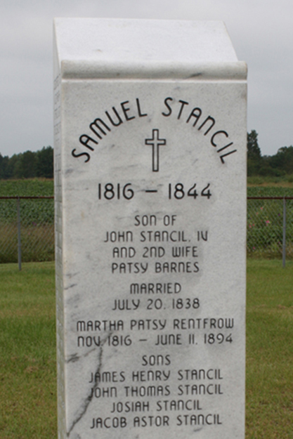 Samuel Stancil's headstone