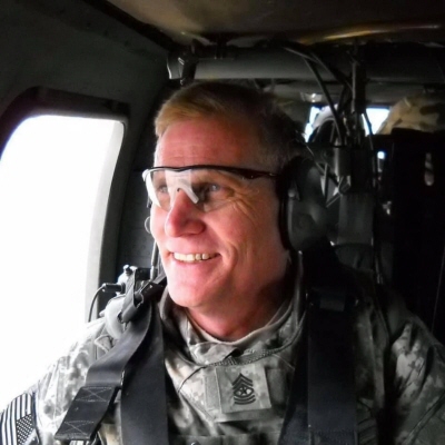 CSM Brian Berry during helicopter movement