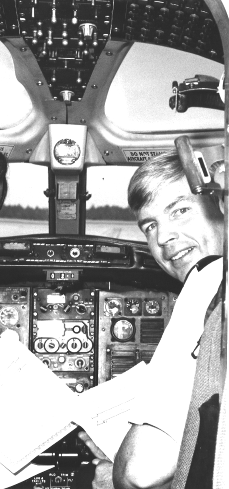 Jes Hales in T-39 cockpit, 1968